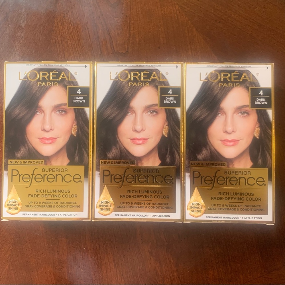 3 Boxes L'Oreal Dark Brown Hair Color Rich Glossy Finish